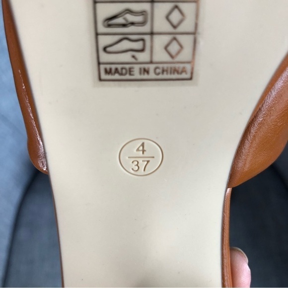 NWOT Nasty Gal cognac faux leather block heel platform sandals 7 - Picture 10 of 10